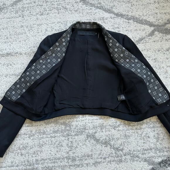 L.A.M.B Gwen Stefani Jacquard Lapel Wool Cropped Blazer Jacket Black Grey Size 4 - Picture 6 of 9